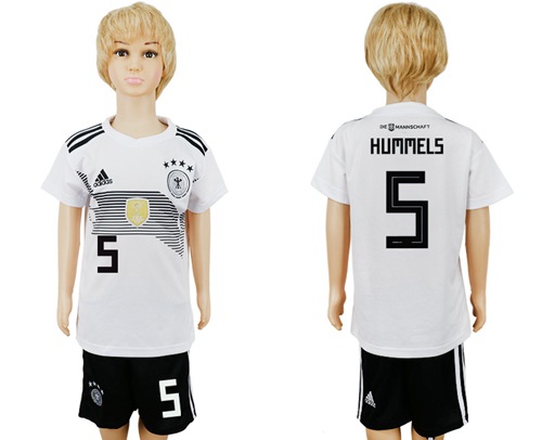 Germany #5 Hummels White Home Kid Soccer Country Jersey